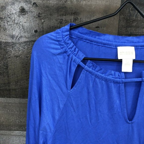 Chico's Long Sleeve Keyhole Cutout Neck Top Size 4 - Picture 4 of 7